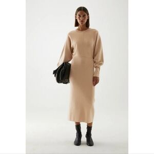 COS Cotton Wool Blend Knitted A-line Dress